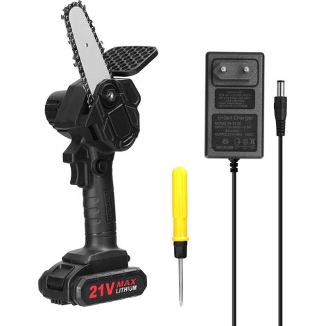 Scie d'élagage électrique portable et compacte avec batterie lithium rechargeable 21 V 500 W (10 cm), moteur à balais, outil de travail du bois à une main pour jardin et verger (1/5)