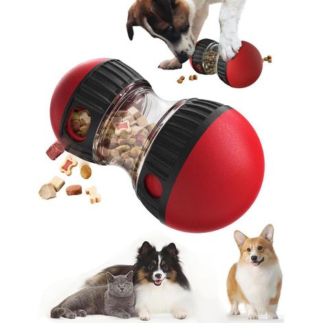Jouets pour Chiens, Jouet pour Chien d'alimentation Roulant, Jouet Interactif, Jeu Intelligence Chien, Convient Aux Jouets pour Chiens Et Chats de Petite, Moyenne Et Grande Taille (Rouge) (1/5)
