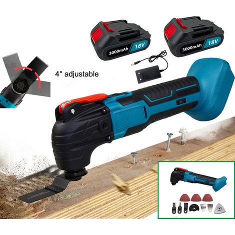 Multitool-Zubehörsets, Akku-Oszillationsset, 6 variable Geschwindigkeiten, 4° Oszillationswinkel, Multitool, Trockenbau, Nageln, Schaben und Polieren, kompatibel mit Makita-Batterien