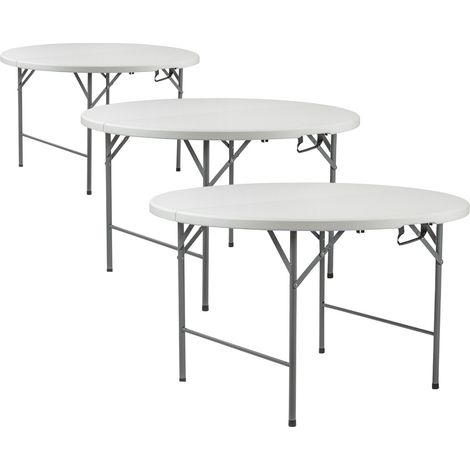 Pack 3 Mesas Plegables Redondas para Catering Efecto Granito 120x74cm Thinia Home (1/5)