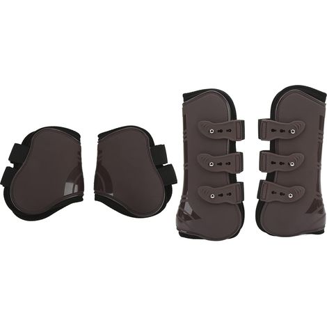 Horse Gaiters for Front and Back Legs, 4 Pieces PU Horses Tendon Fetlock Brace Guard Gaiters, Horse Leg Guards for Riding, Shock Absorbing, Jumping(M) (1/5)