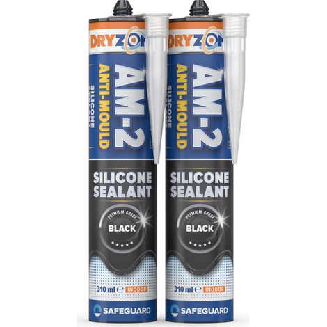 Dryzone Anti-Mould Silicone Sealant Black 310ml x 2 Pack (1/3)