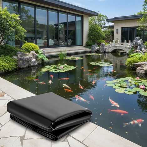HDPE-Teichfolie, 5 x 5 m, 6 x 8 m, 8 x 9 m, 9 x 10 m, 9,5 x 11 m, 10 x 12 m, flexible Teichfolie, schwarze Teichfolie für große Fischteiche, Schwimmbäder, Garten (7 x 9,5 m) (1/5)