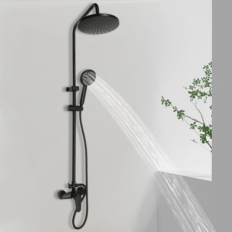 Système de douche avec douchette de 20×10cm, ensemble de douche pour salle de bains – Noir, cuivre (1/5)