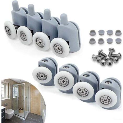 23mm Roulette Porte Coulissante, 8 Pcs Galet Porte Rouleau Roulette Roue pour Cabine Salle de Bain (1/5)
