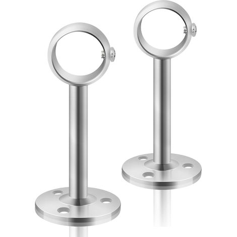 Set mit 2 robusten silbernen Gardinenstangenhalterungen für Deckenstangen, 25 mm Gardinenstangenhalterungen aus Edelstahl, Gardinenstangenhalter für Kleiderschrank, Wandschrank
