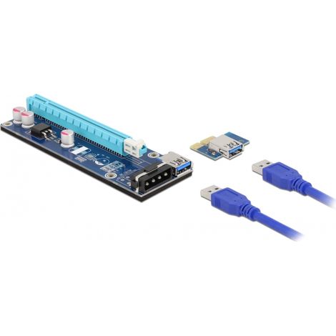 Delock Tarjeta Riser PCI Express x1 a x16 con cable USB de 60 cm