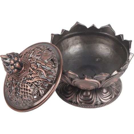 Vintage backflow incense burner, cone holder, home decor (red bronze) (1/5)
