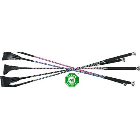 Frustino fleck per equitazione con bottone metallo e finitura raso brillante