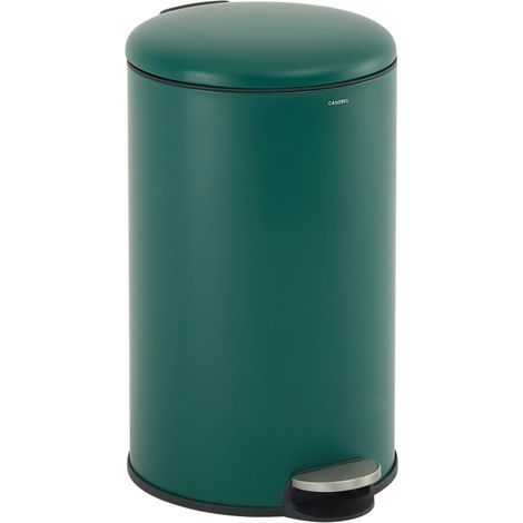 Poubelle Cuisine Ronde 50L, Acier Inoxydable, Vert Foncé (1/5)