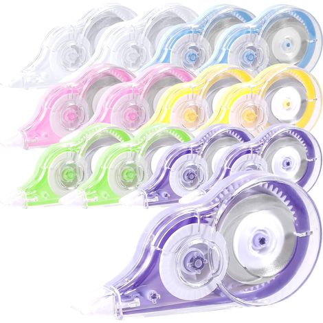 12 Stück Korrekturroller Maus, 5 mm x 12 m Korrekturmaus mit Schutzkappe Korrekturbänder Korrekturband Set Schreibwaren für Schüler Lehrer Büro Zuhause (6 Farben) (1/5)
