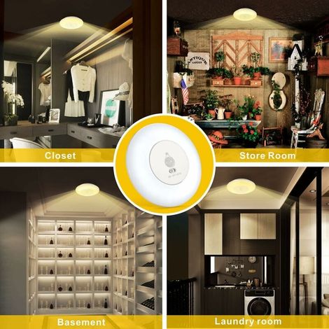 YMYNY LED-Deckenleuchte mit Bewegungsmelder, batteriebetrieben, für den Innenbereich, kabellose Deckenlampe, 3000 K, für Schränke, Schränke, Keller,