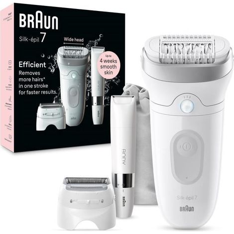 Epilatore elettrico - BRAUN - Silk-épil 7 - Epilazione Facile - Pelle morbida a lunga durata - 7-441 - Bianco / Argento