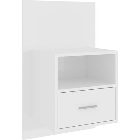 Maison Exclusive - Mesita de noche de pared blanco brillante
