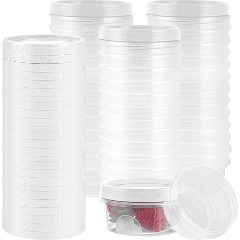 40 tarros de plástico reutilizables de 300 ml con tapa, aptos para microondas y congelador, para yogur y salsas.