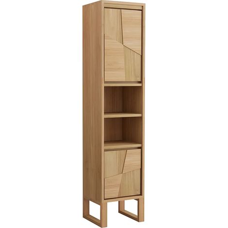Colonne de salle de bain sur pieds en teck avec niches - H180 cm - MATARAM (1/4)