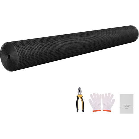 Mophorn Valla de jardín 183 cm x 30,48 m, malla de 1,27 x 1,27 cm, alambre galvanizado de 1,06 mm de diámetro con recubrimiento de vinilo, ideal para proteger plantas, conejos y aves de corral, negro (1/5)