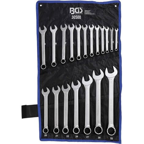 Jeu de Clés Mixtes 8-32 mm - 19 pcs - Acier Résistant et Pratique pour Mécanique et Bricolage, Pro - D-Work (1/5)