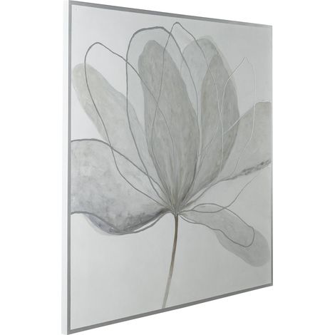 Toile fleur abstraite blanc et gris - blanc et gris (1/4)