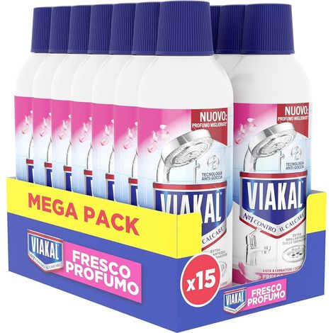 Viakal Fresco Profumo Gel Anticalcare, Confezione da 470ml, Fragranza Rosa di Primavera, Tecnologia Anti-Goccia, Elimina Fino Al 100% Di Calcare e Residui di Sapone, Combatte i Cattivi Odori (1/5)