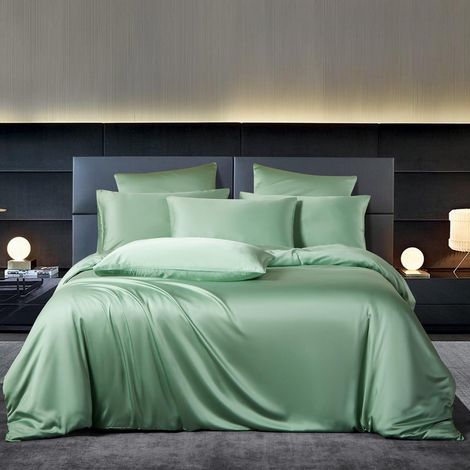 Bettwäsche 200x200 cm Grün, 50% Bambus Lyocell, kühlend, atmungsaktiv, 3-teilig
