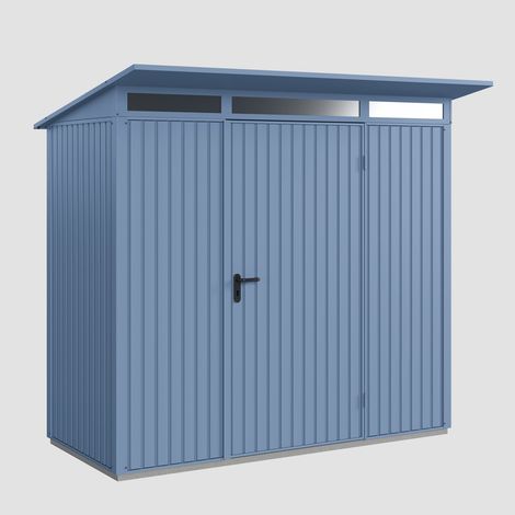 Hörmann Ecostar Metall-Gerätehaus Trend mit Pultdach Typ 1, 248 x 153 cm, taubenblau, 2,6 m², 1-flüglige Tür