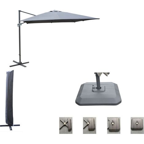 PROLOISIRS Set d'ombrage complet (1 parasol déporté NH 3x3 + 1 housse + 1 lestage) - grey (1/2)