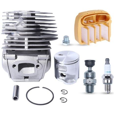 Piston et Cylindre pour Husqvarna 545 550 550XP Tronçonneuse,Kit Cylindre avec Filtre à Air et Bougie Allumage Soupape de Décompression Pièces de Rechange Accessoire