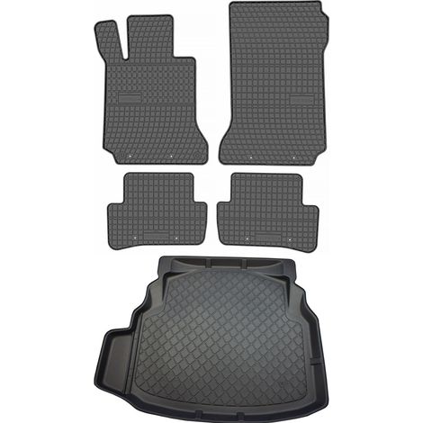 Juego de alfombrillas de goma para coche y alfombrilla para maletero para Mercedes Clase C W204 Sedán (04.2007-02.2014).