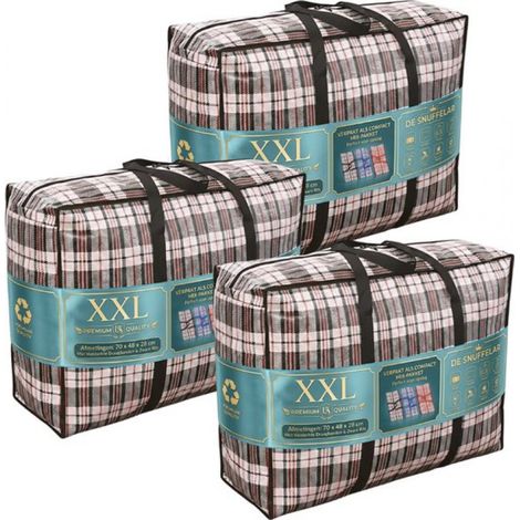 Sacs de rangement - Lot de 3 - Sacs de rangement haut de gamme - Couleurs assorties - 70 x 55 x 25 cm - Sac de déménagement - Grand sac cabas - Sac turc - Sac de vacances - Sac de voyage - Grand forma (1/5)