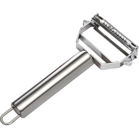 Éplucheur de cuisine en acier inoxydable double face, multifonctionnel, pratique et robuste, pour légumes et fruits à la maison (1/5)