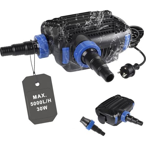 Pompe de Bassin 30W max. 5000L/H Pompe Fontaine Exterieur Aquarium Pompe Submersible Pomp Fontain Pomp À Eau avec Filtre (1/5)
