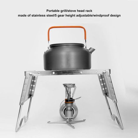 Support de casserole de pique-nique portable pliable en acier inoxydable pour camping