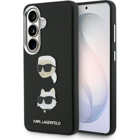 Custodia in metallo Saffiano Double Heads di Karl Lagerfeld per Samsung Galaxy S26+ nera (1/5)