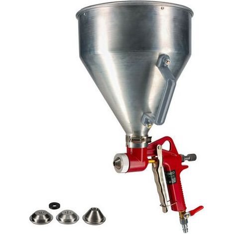 Pistolet à crépir pneumatique godet metal 6l + 3 buses - Crépi intérieur et extérieur enduit de finition, argent (1/5)