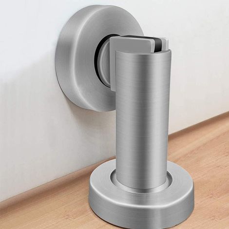 Arrêt De Porte Magnétique - Acier Inoxydable Brossé - Fixation Murale Ou Au Sol - 5,2 x 5,2 x 8 cm - 1 Pièce (1/5)