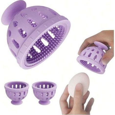 pair Lot de 2 brosses de nettoyage pour œufs en silicone, lave-œufs, brosse de nettoyage pour œufs frais de la ferme, outil pratique pour laver les légumes et les fruits – Violet (1/4)