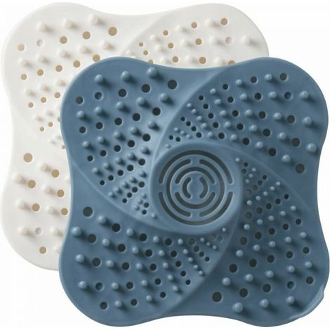 Filtre cheveux douche ventouse tamis évier baignoire blanc bleu (1/5)