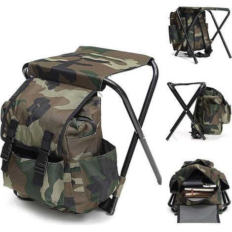 Tabouret De Pêche Pliant Chaise De Camping Avec Sac À Dos Étanche Sac À Dos Portable Avec Siège 100kg Charge Maximum Pour La Randonnée Pêche Pique Nique Voyage (1/5)