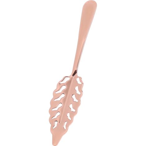 Cuillère à absinthe en inox, filtre à glace et herbes, forme feuille, rose doré, pour amers et liqueurs (1/5)