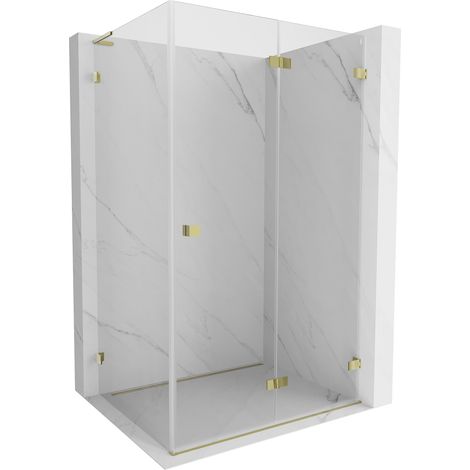 Mexen Lunar-F L faltbare Duschkabine rechts 85 x 80 cm, transparent, gold - 836L-085-080-50-00-P (1/5)