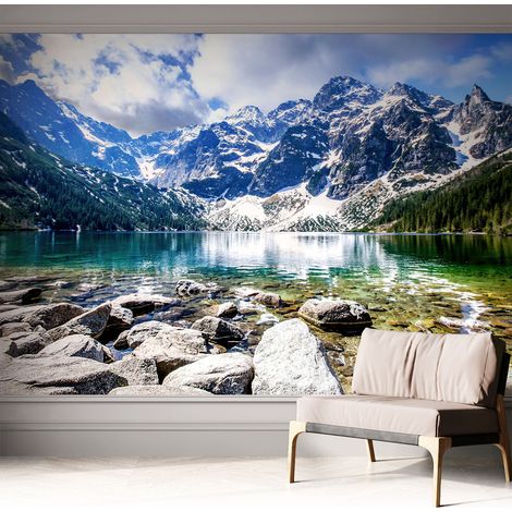Selbstklebend Tapete modern - Wanddeko für Küche - Klebefolie Wand - luxus Look Berglandschaft 312x219 cm (1/5)