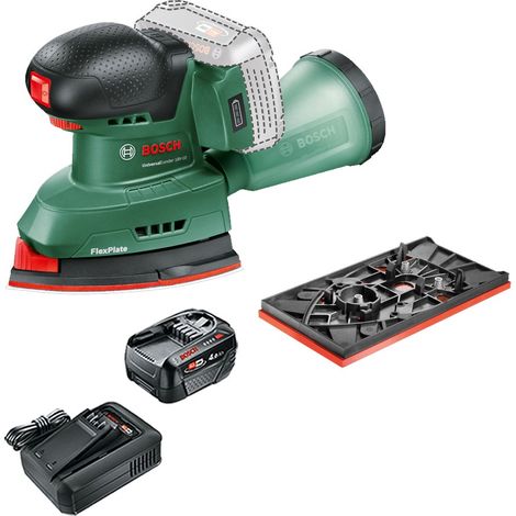 Bosch 06033E3100 UniversalSander 18v Multi Palm Sander + Sheets 4AH Battery Kit