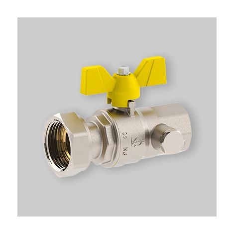 Valvola A Sfera Gas F/F Con Una Presa Pressione Dado Girevole E Farfalla Alluminio Fiv 1" X 1"1/4 G (1/3)