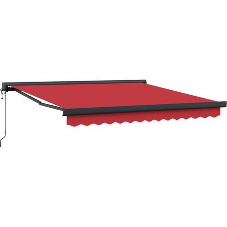 Store banne rétractable, rouge, 300 x 250 x 165 cm, tissu et métal. (1/2)