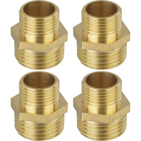 4PCS Mamelon laiton brut réduit double G1/2 3/8, Raccord Male Male, Raccords en Laiton pour Tuyau Douche, Reducteur de Pression Eau, Groupe de Securite Chauffe Eau, Radiateur Eau Chaude (1/5)