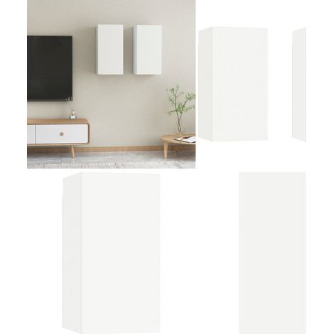TV-Schränke 2 Stk. Weiß 30,5x30x60 cm Holzwerkstoff - TV-Wandregal - Holzschrank - Regal Weiß - Wohnwand - Fernsehtisch - Home & Living (1/5)
