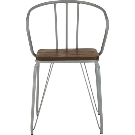 Interiors by Premier Grey Metal and Elm Wood Arm Chair, Accent Dining Arm Chair, Versatile Wooden Chair for Home, Office, Lounge (1/5)