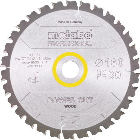 Metabo Kreissägeblatt Holz Power Cut 160x20 mm 30 WZ 5° Tauch- Handkreissägen (1/3)