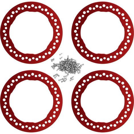 4 pièces 1,9 pouces Anneaux de Blocage de Jante Extérieurs en Alliage d'Aluminium pour Traxxas 1/10 Voiture RC Rouge
